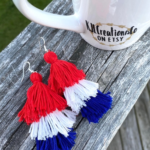 Jewelry - 5/$25 Red White and Blue Patriotic Tassel Earrings